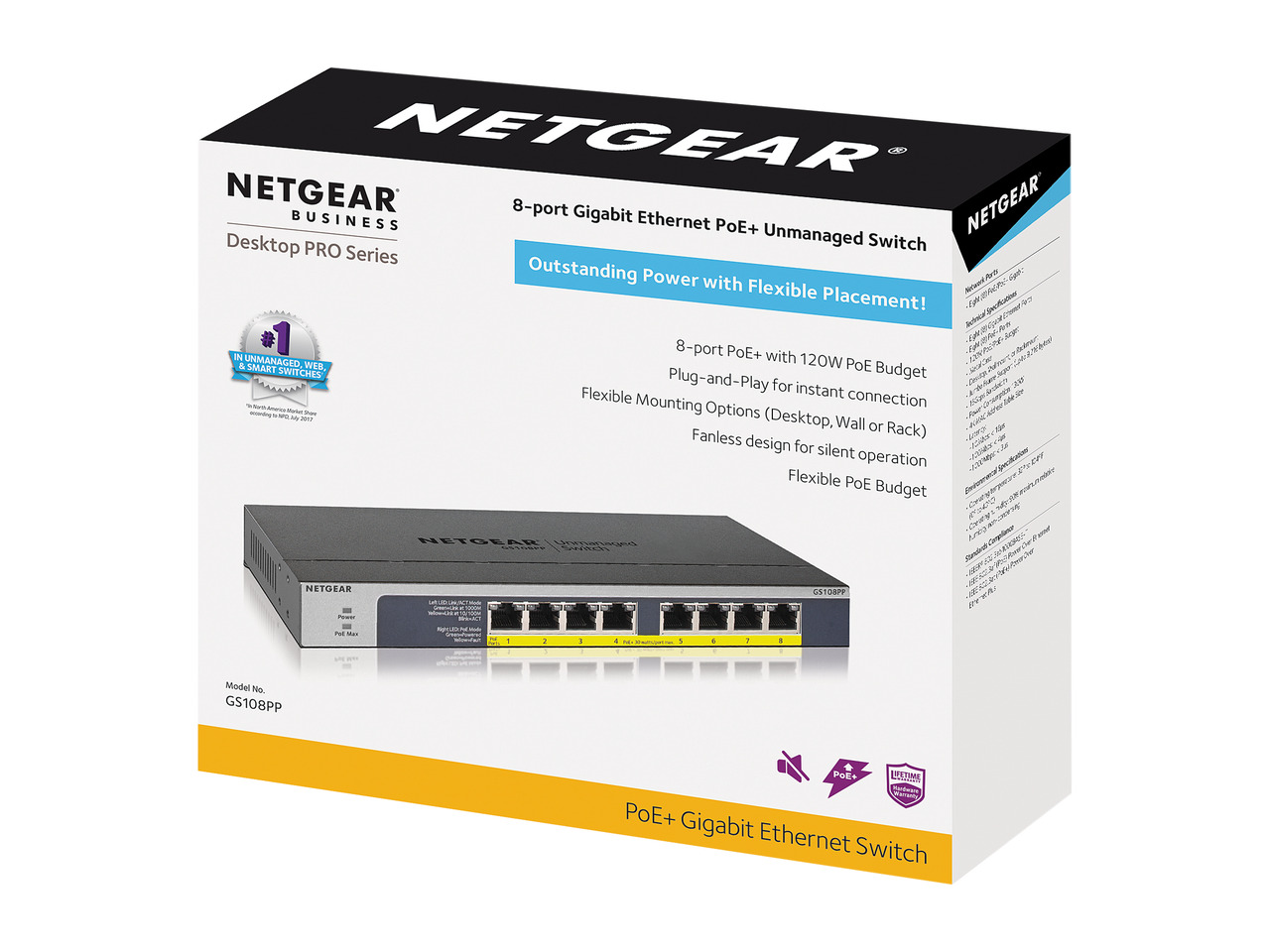 8PORT POE/POE+ GIGABIT ENET     UNMANAGED SWITCH
