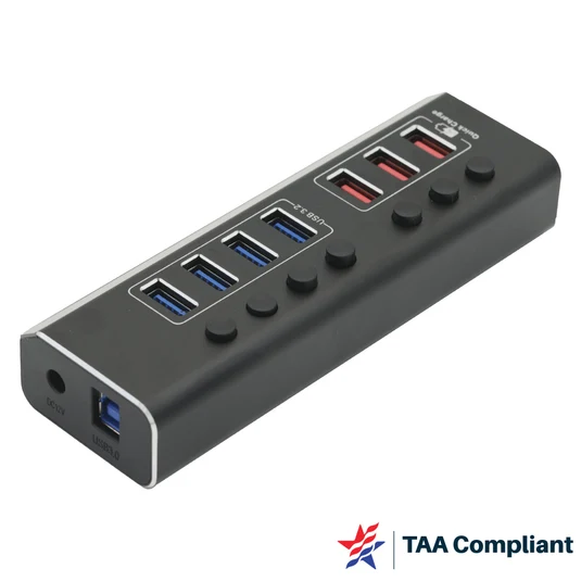 USBA 7 PORT DATA HUB WITH       POWER- TAA COMPLIANT