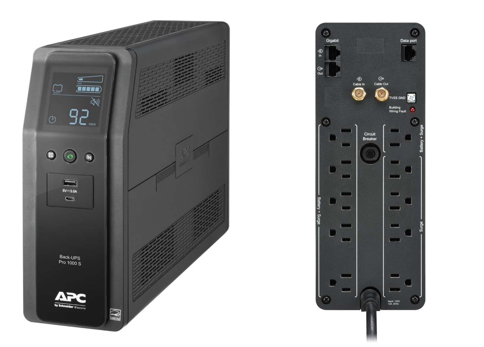 BACK UPS PRO BR 1000VA SINEWAVE 10OUT 2 USB CHARGING PORTS