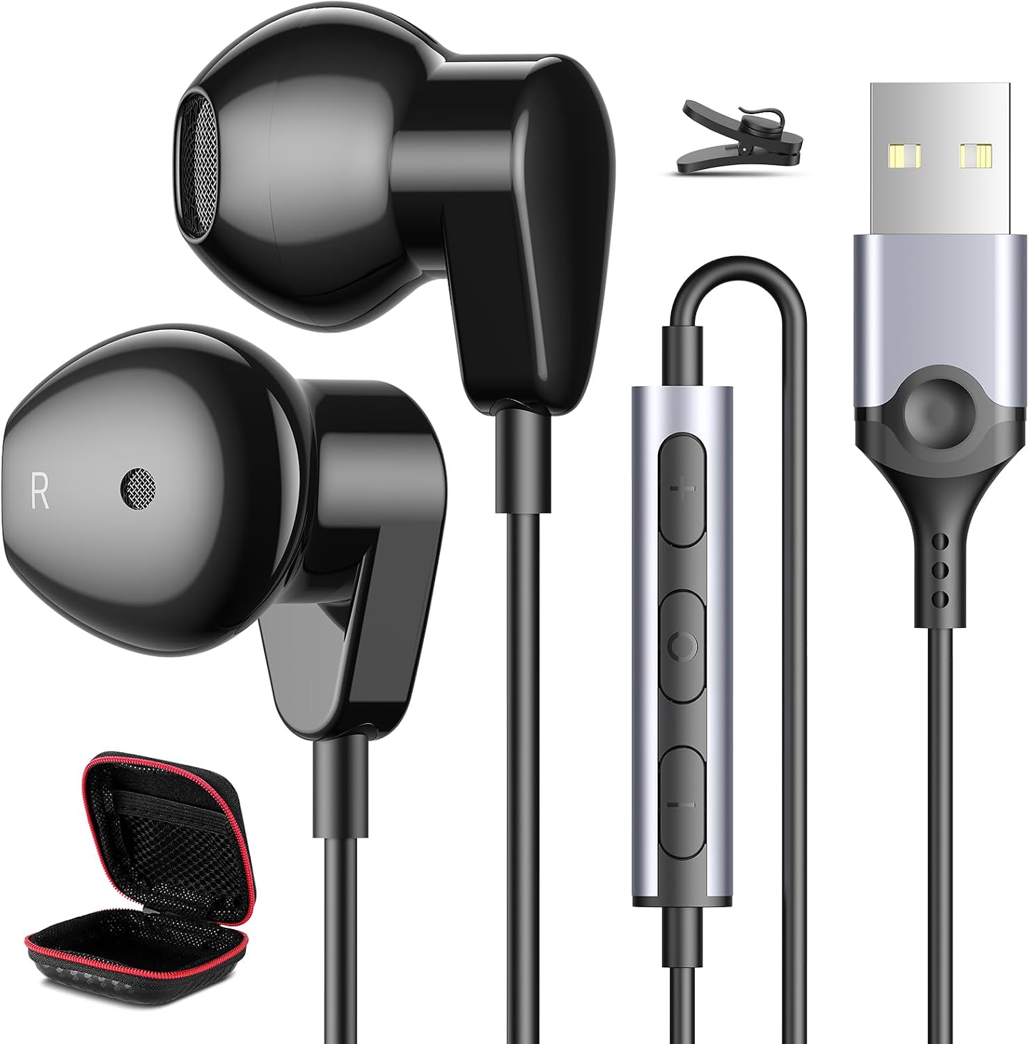 MONOPRICE PREMIUM USB-C WIRED EARBUDS WITH MIC FOR SMARTPHONES TABLETS LAPTOPS &