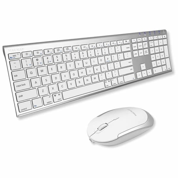 BLUETOOTH KEYBOARD AND MOUSE    COMBO RECHARGEABLE ALUMINUM SILVER