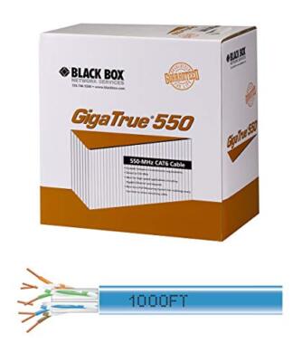 CAT6 550-MHZ SOLID BULK CABLE U TP CMR PVC PULL BOX BLUE 1000-FT.