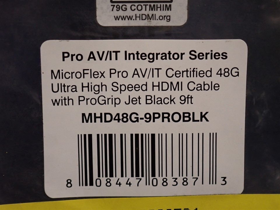 9FT MICROFLEX 48G 8K HDMI CABLE JET BLACK PROGRIP HDMI