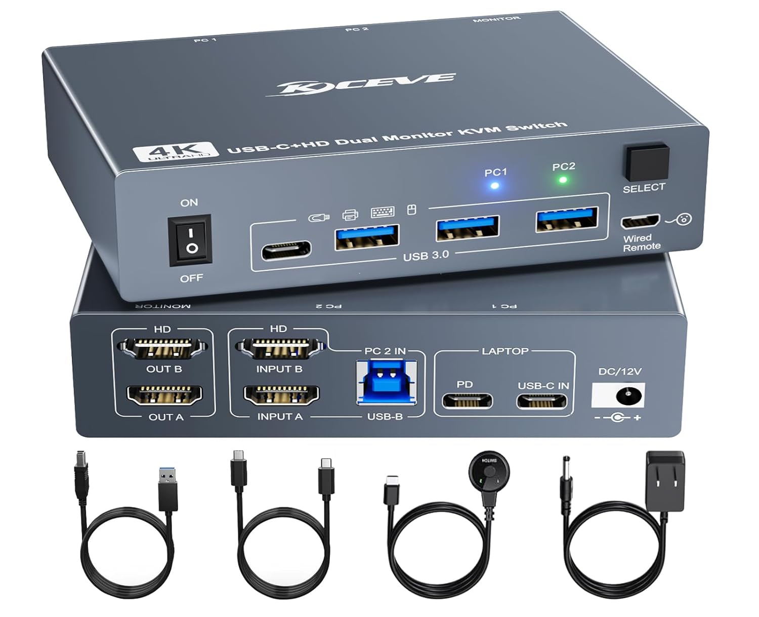 HDMI KVM SWITCH 2-PORT 4K60HZ   DUAL-SWITCH DESKTOP SB 3.2 GEN 1