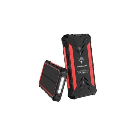 20000MAH SOLAR CHARGER RED      WRLS QI USB TYPE C MICRO USB
