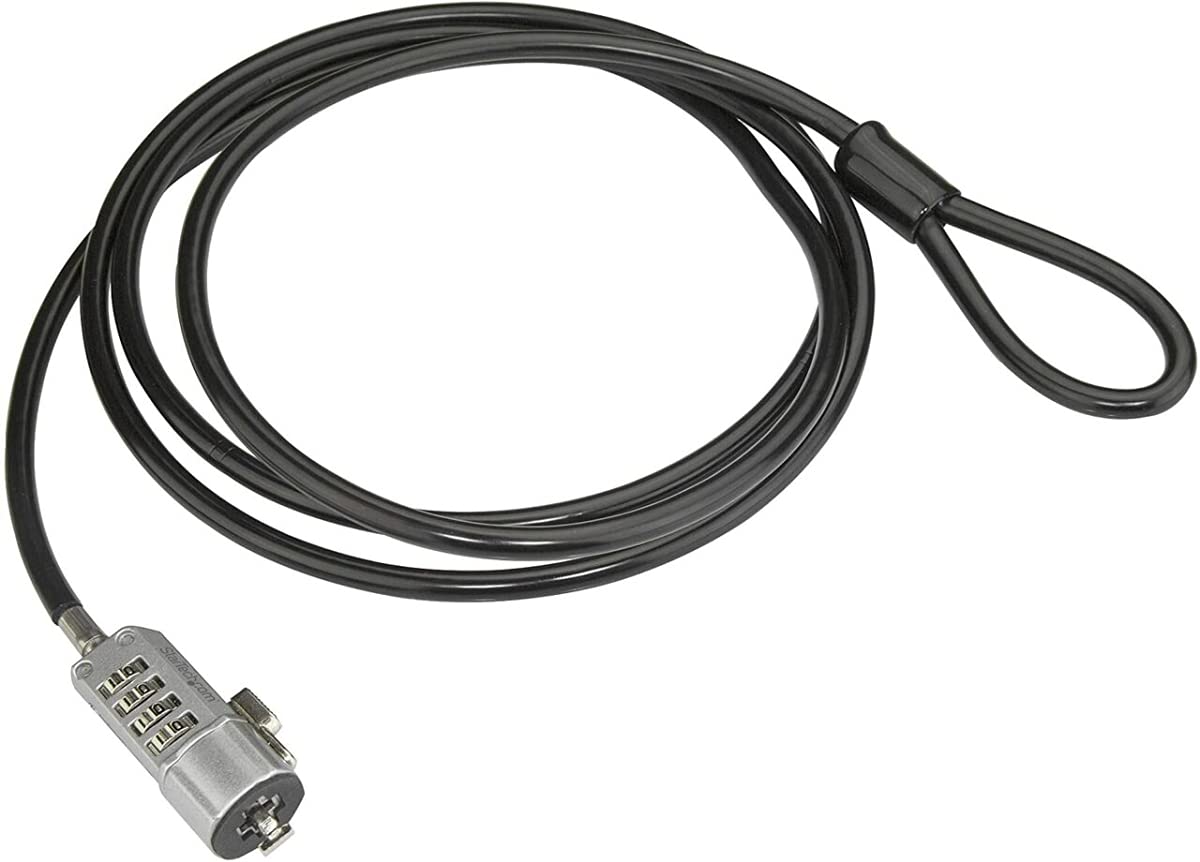 6FT LAPTOP LOCK KEYLESS 4 DIGIT VINYL COATED STEEL CABLE SILVER