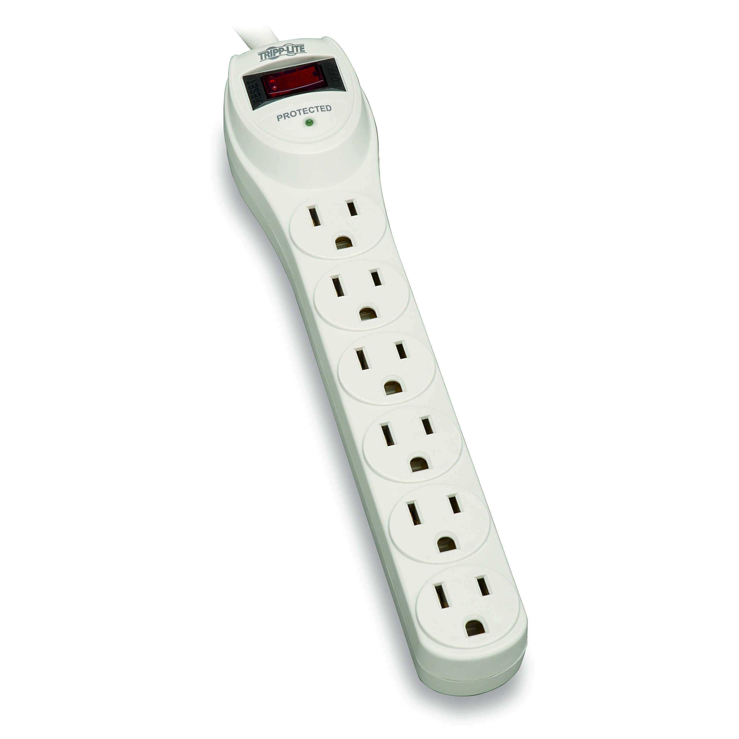 6 OUTLET SURGE STRIP 2 FT CORD  180 JOULES 5-15P MOUNTABLE