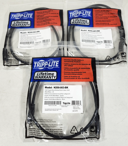 3FT Black CAT6 Ethernet Cable Gigabit Molded UTP RJ45 550MHz