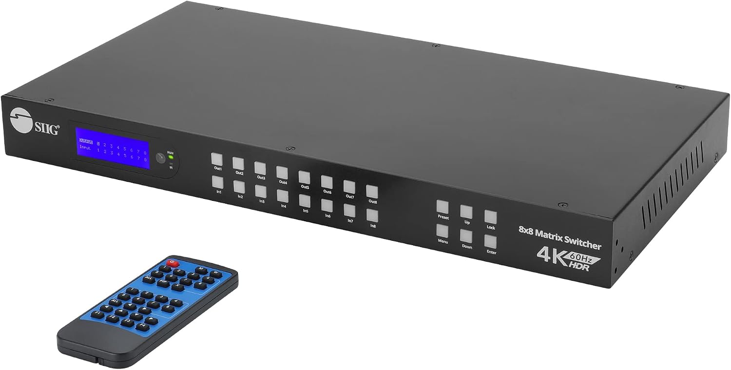 8X8 HDMI 4K60HZ MATRIX SWITCHER WITH LCD 18GBPS HDCP 2.2 HDR 10
