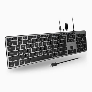 USB-C KEYBOARD WITH HUB MAC PC  KEYBOARD WITH USB-A  USB-C PORTS
