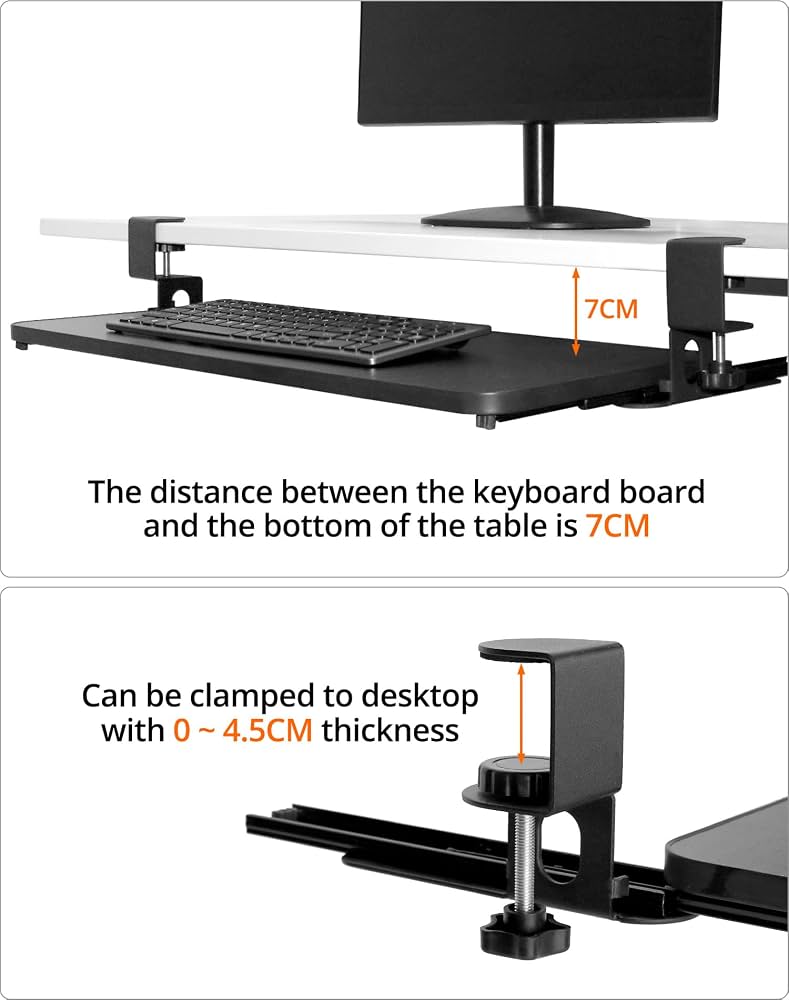 UNDER DESK KEYBOARD TRAY -      THREE HEIGHT OPTIONS - UP TO 26 LB